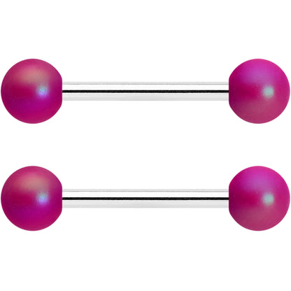 14G 9/16 Matte Purple Aurora Barbell Nipple Ring Set