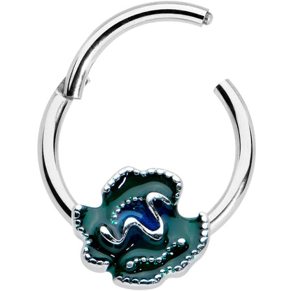 16G 3/8 Spring Flower Green Blue Hinged Segment Ring