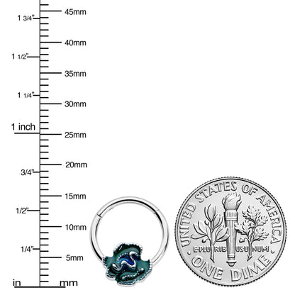 16G 3/8 Spring Flower Green Blue Hinged Segment Ring