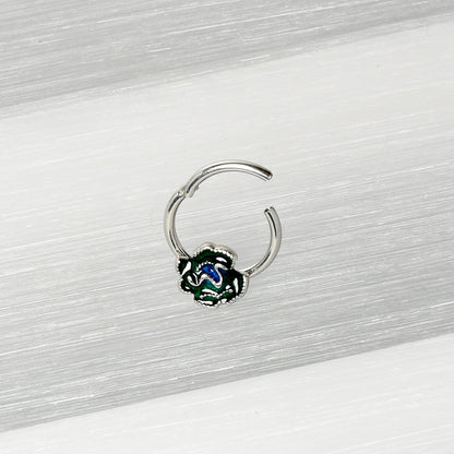 16G 3/8 Spring Flower Green Blue Hinged Segment Ring