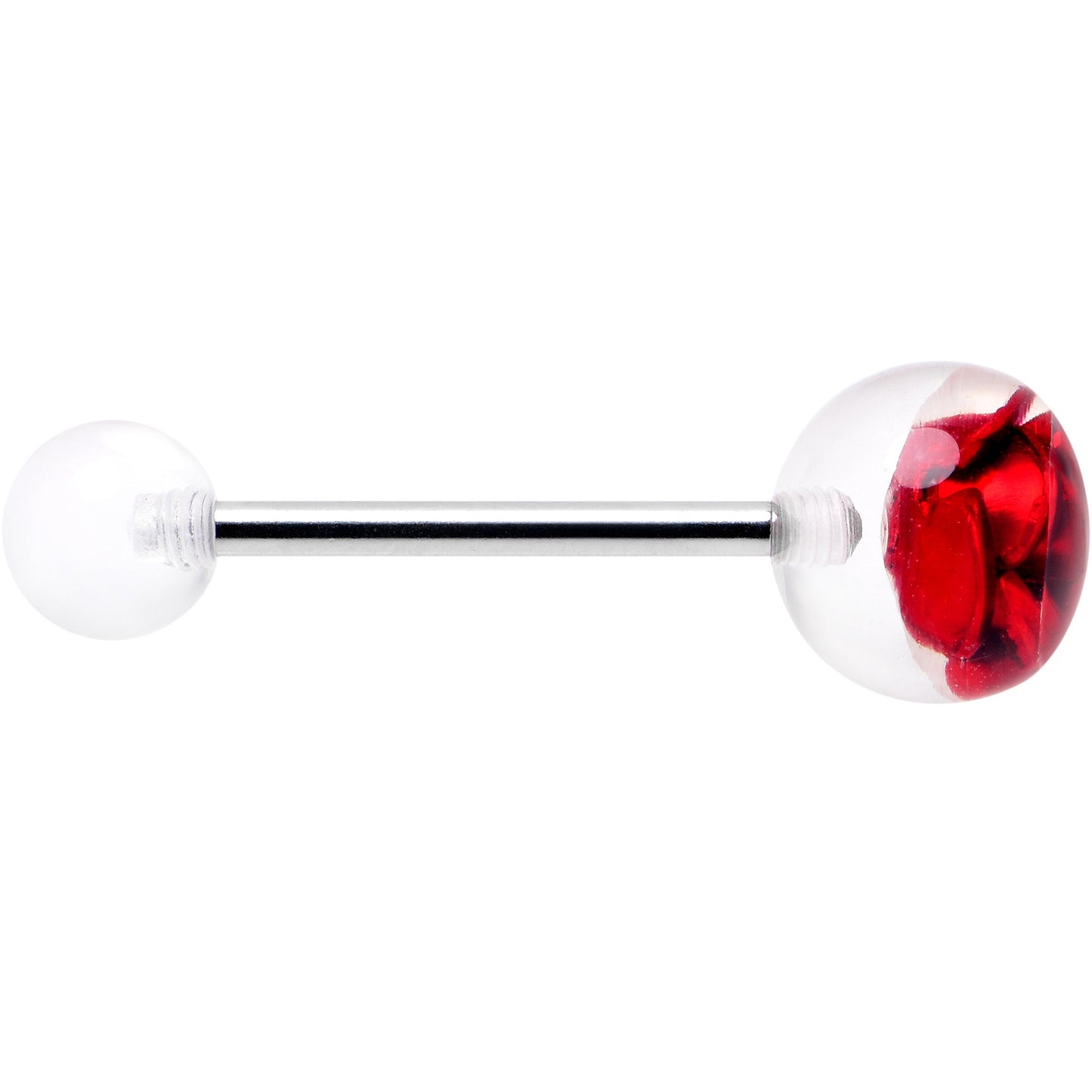 Bubble Rose Red Barbell Tongue Ring