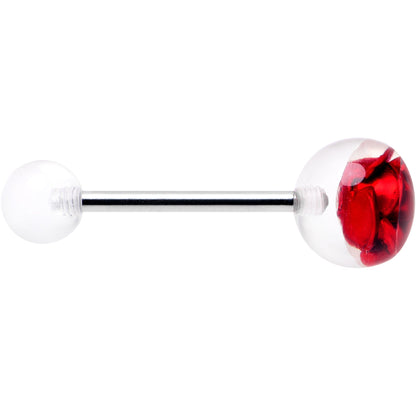 Bubble Rose Red Barbell Tongue Ring