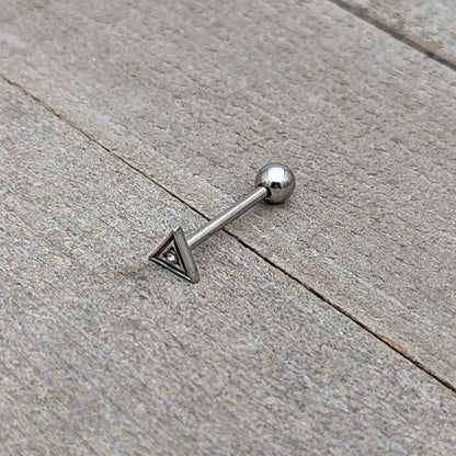 Clear Gem Double Triangle Barbell Tongue Ring