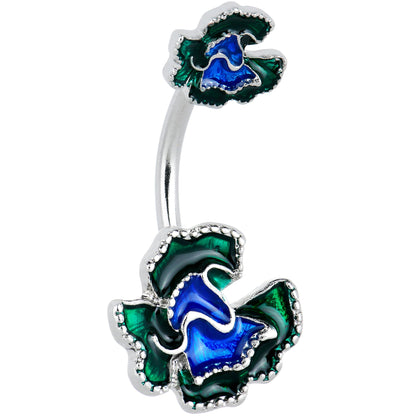 Spring Flower Green Blue Double Mount Belly Ring