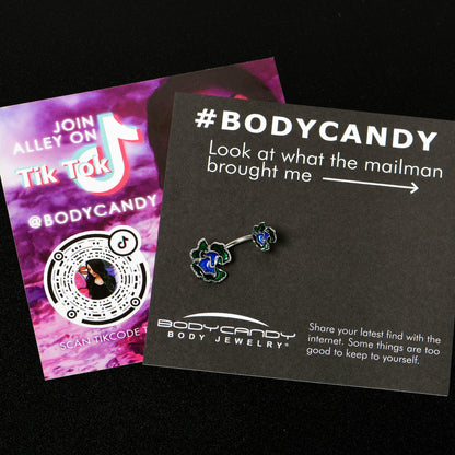 Spring Flower Green Blue Double Mount Belly Ring