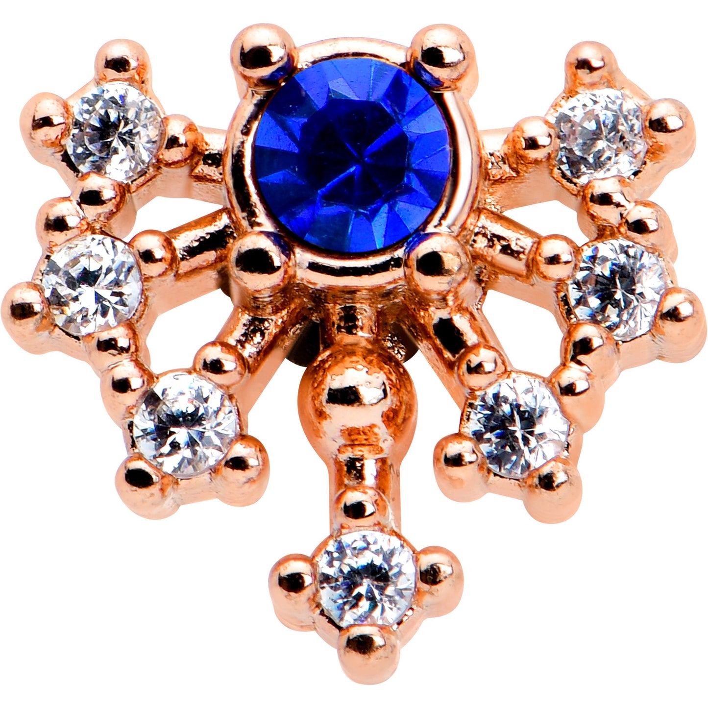 16G 5/16 Blue Gem Rosy Tone Glamour Flare Labret Monroe Tragus