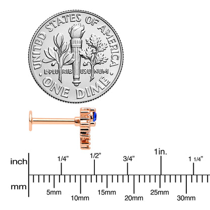 16G 5/16 Blue Gem Rosy Tone Glamour Flare Labret Monroe Tragus