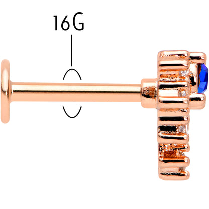 16G 5/16 Blue Gem Rosy Tone Glamour Flare Labret Monroe Tragus