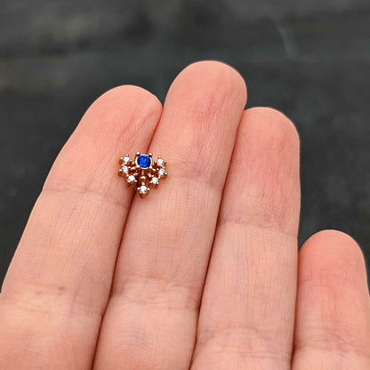 16G 5/16 Blue Gem Rosy Tone Glamour Flare Labret Monroe Tragus