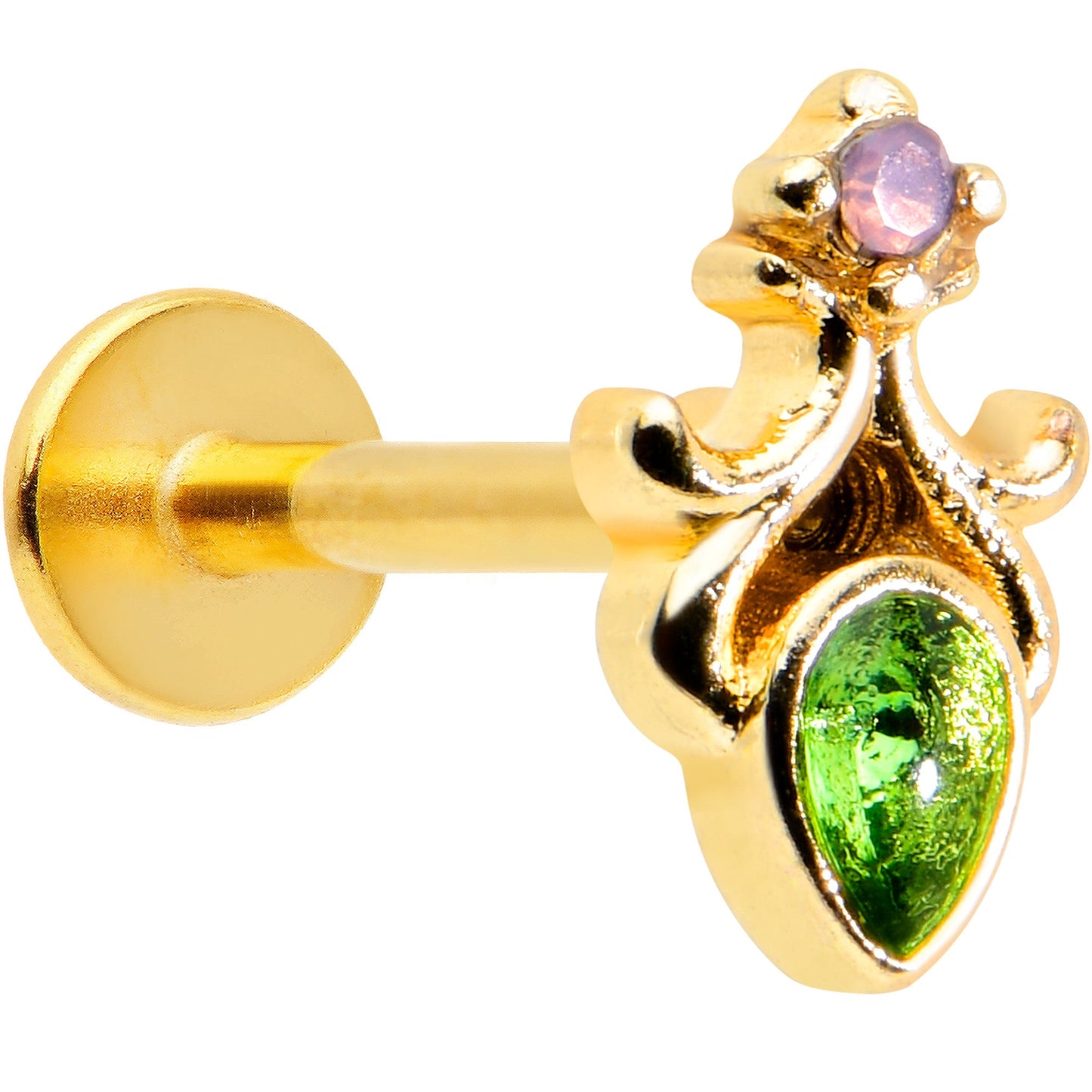 16G 5/16 Green Gem Gold Tone Shades of Spring Labret Monroe Tragus