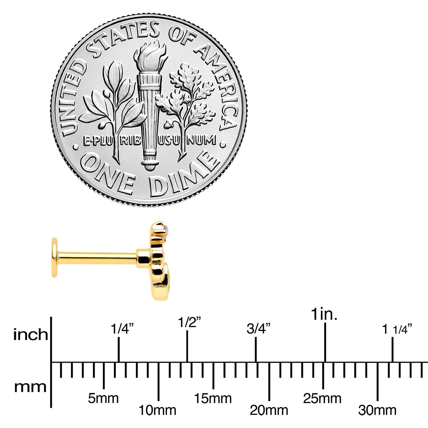 16G 5/16 Green Gem Gold Tone Shades of Spring Labret Monroe Tragus