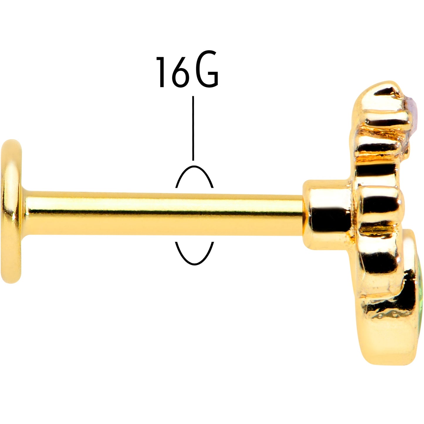 16G 5/16 Green Gem Gold Tone Shades of Spring Labret Monroe Tragus