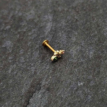 16G 5/16 Green Gem Gold Tone Shades of Spring Labret Monroe Tragus