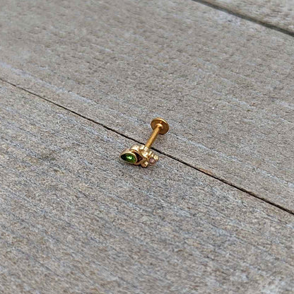 16G 5/16 Green Gem Gold Tone Shades of Spring Labret Monroe Tragus