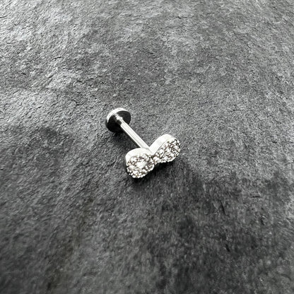 16G 5/16 Clear CZ Gem Internal Thread Infinity Sign Labret Tragus