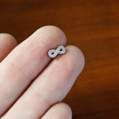 16G 5/16 Clear CZ Gem Internal Thread Infinity Sign Labret Tragus