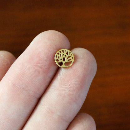16G 5/16 Gold Tone Tree Circle Internal Thread Labret Monroe Tragus