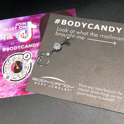 Clear Gem Star Crescent Moon Glamour Circle Dangle Belly Ring