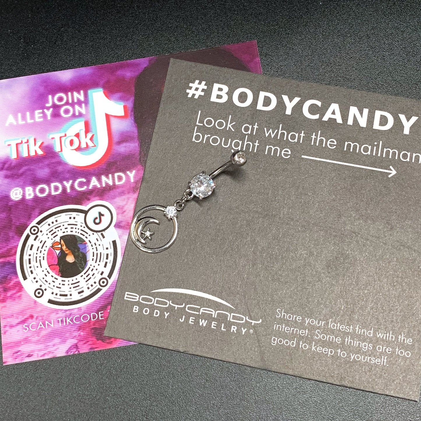 Clear Gem Star Crescent Moon Glamour Circle Dangle Belly Ring