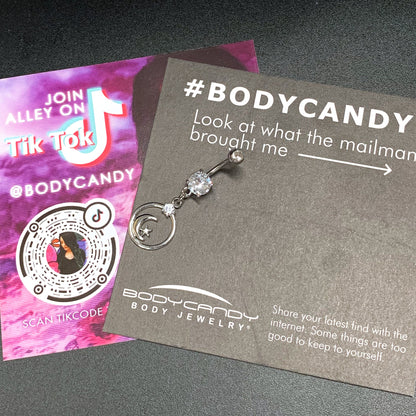 Clear Gem Star Crescent Moon Glamour Circle Dangle Belly Ring