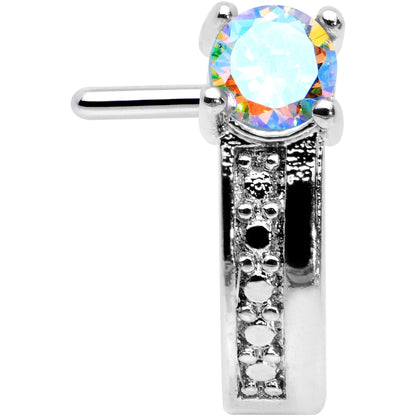 20G 1/4 Aurora Gem Texture Glam Faux Hoop L Shape Nose Ring