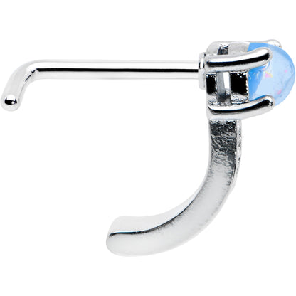 20G 1/4 Blue Faux Opal Texture Glam Faux Hoop L Shape Nose Ring