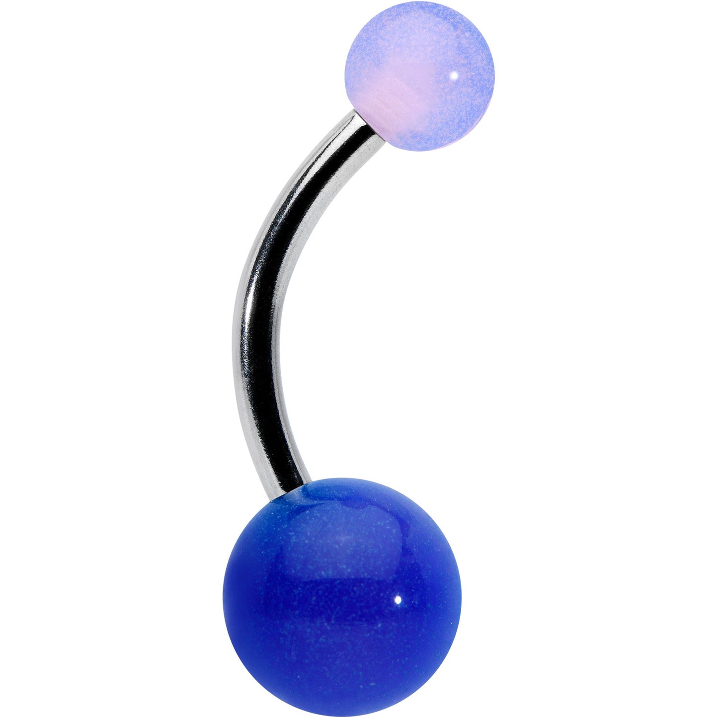 Two Tone Blue Pink Stripe Acrylic Ball Belly Ring