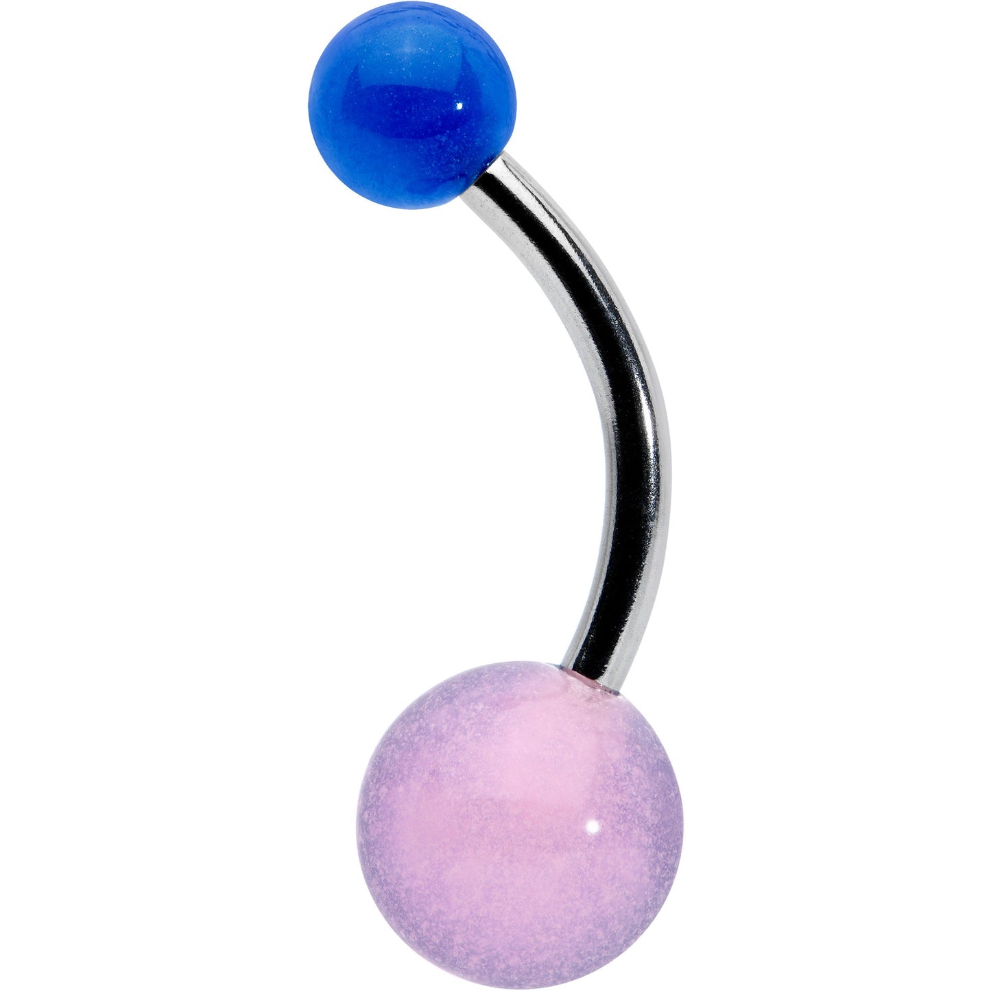 Two Tone Blue Pink Stripe Acrylic Ball Belly Ring