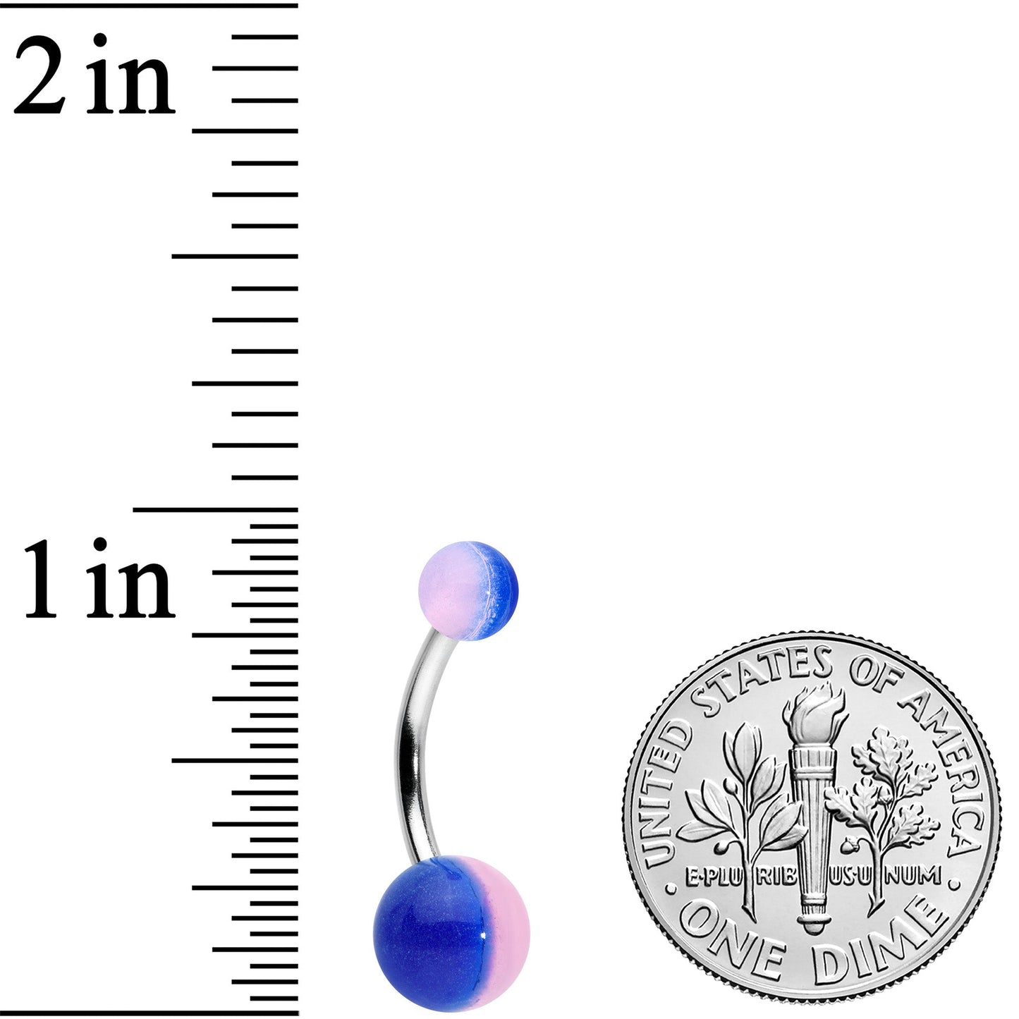 Two Tone Blue Pink Stripe Acrylic Ball Belly Ring