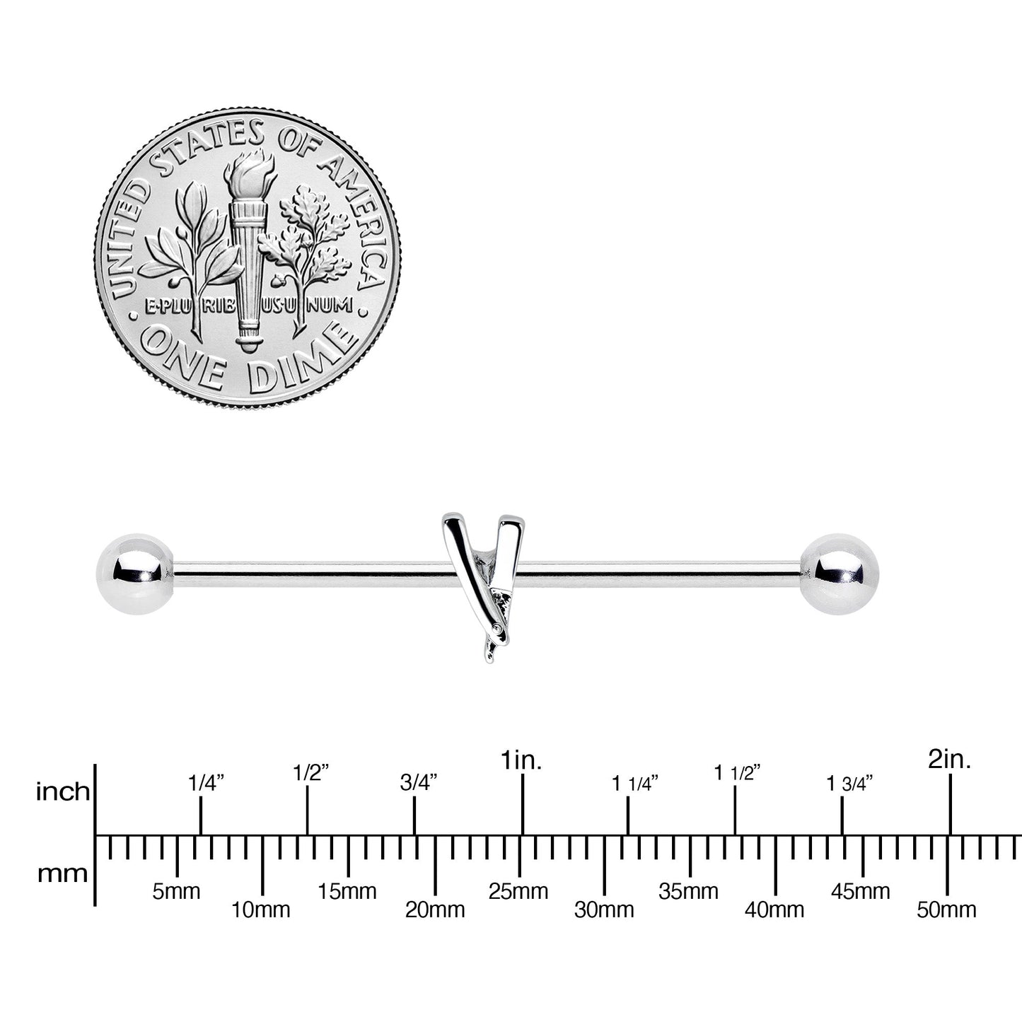 14G Straight Razor Industrial Barbell 38mm