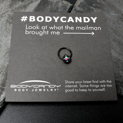 16G 3/8 Purple Tourmaline Black Lacy Drop Hinged Segment Ring