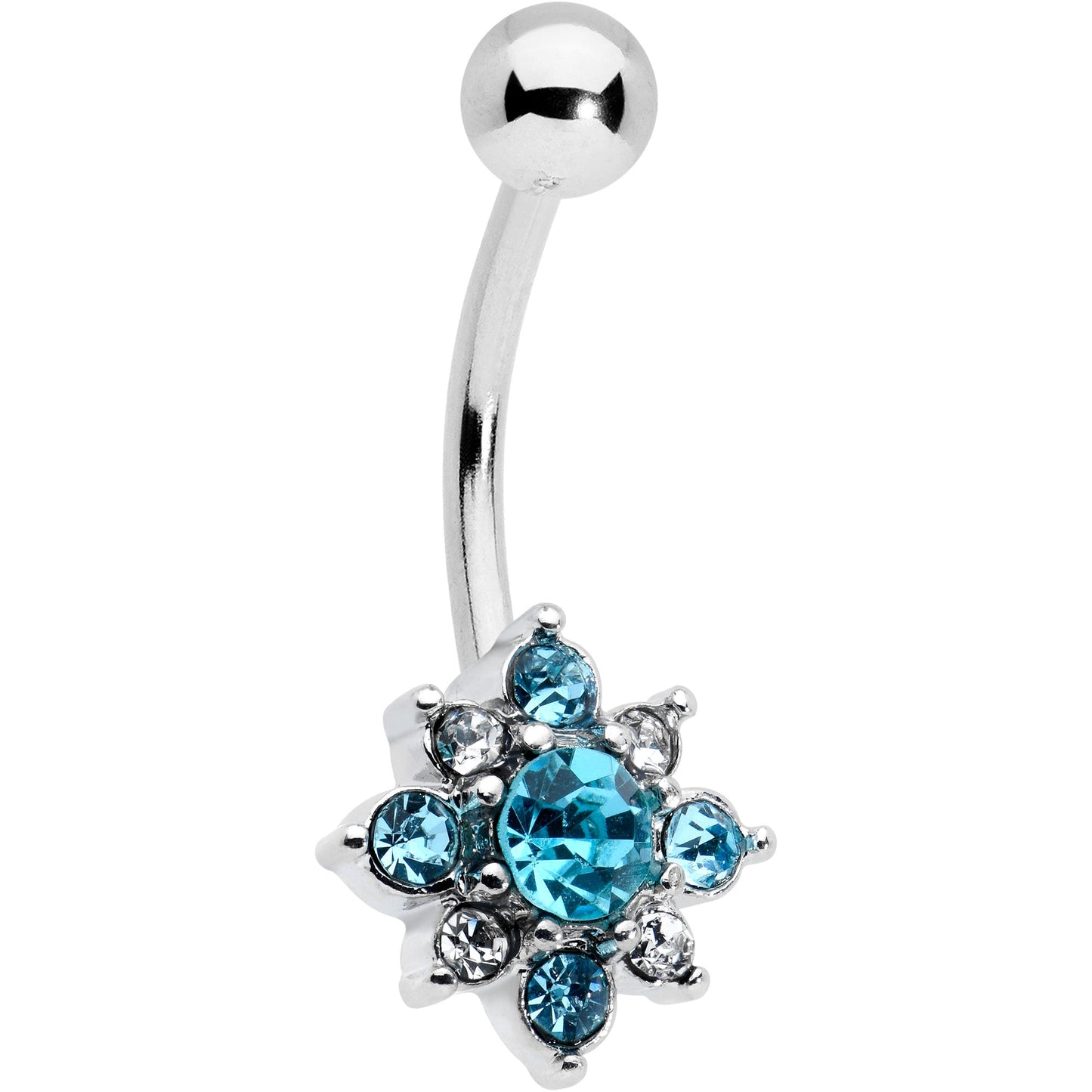 Blue Clear Gem Stylish Snowflake Holiday Belly Ring
