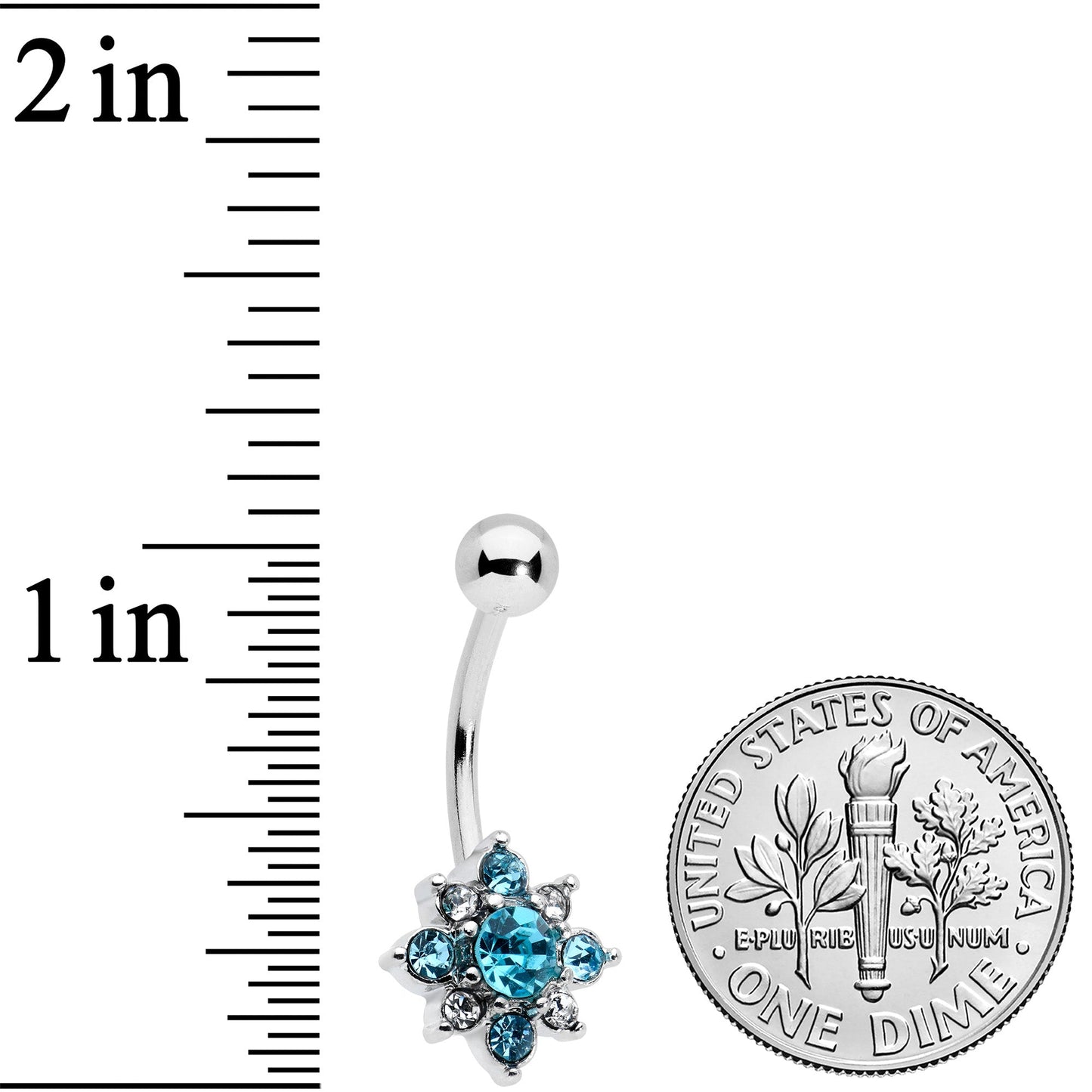Blue Clear Gem Stylish Snowflake Holiday Belly Ring