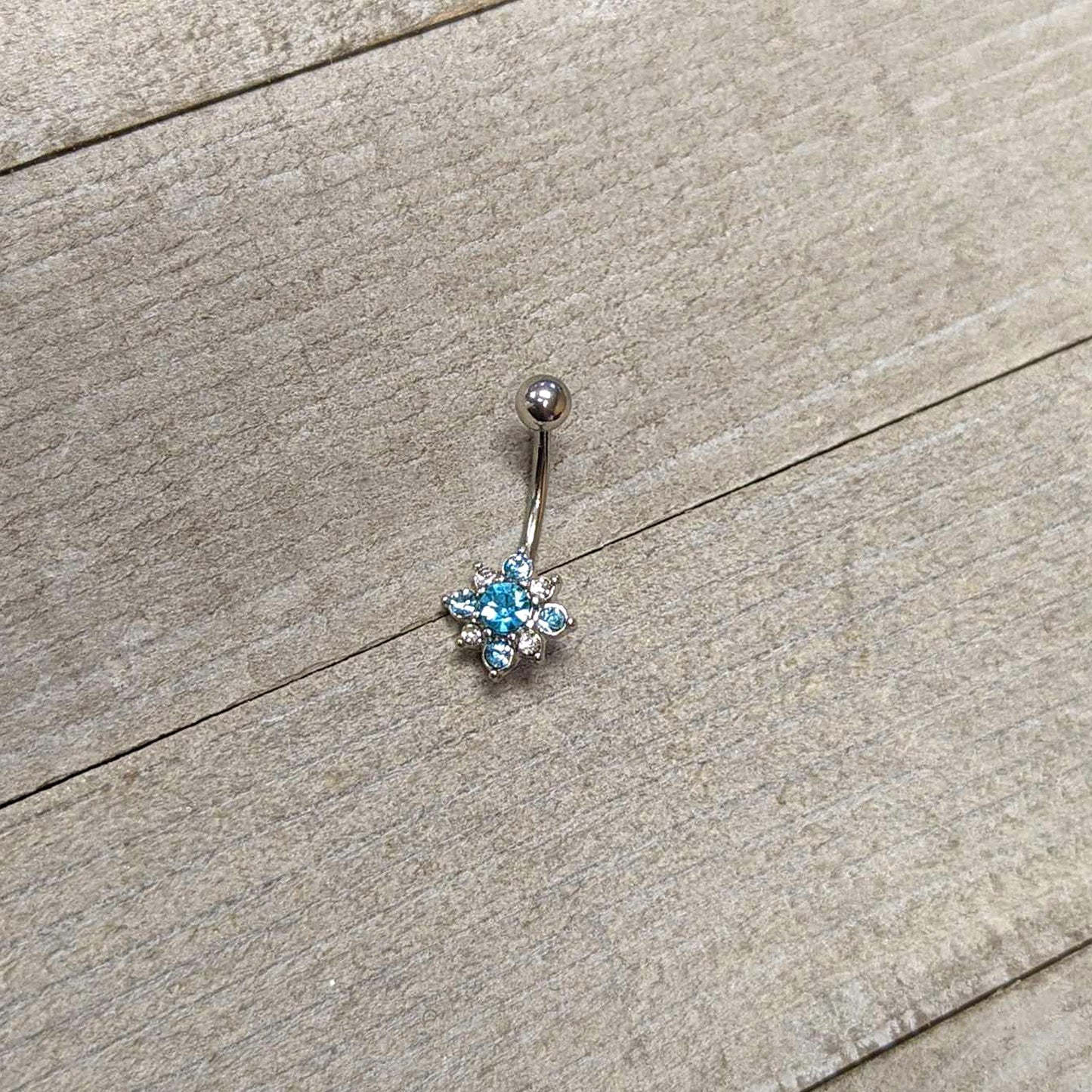Blue Clear Gem Stylish Snowflake Holiday Belly Ring