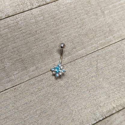 Blue Clear Gem Stylish Snowflake Holiday Belly Ring