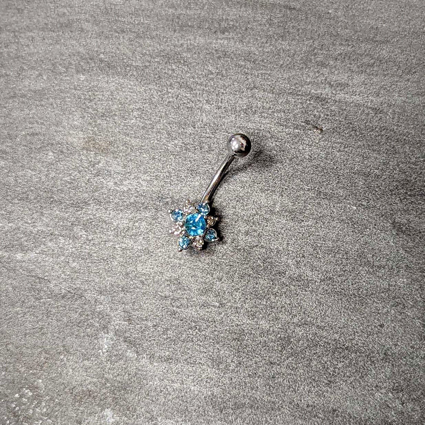 Blue Clear Gem Stylish Snowflake Holiday Belly Ring