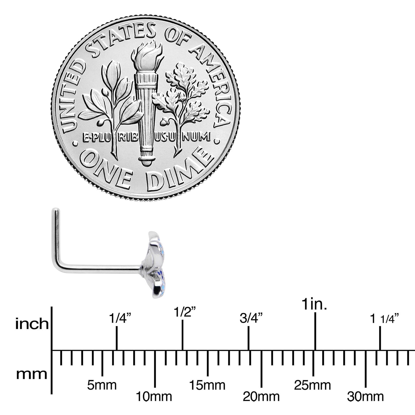 20G 7mm Glamour Butterfly L Shape Nose Ring