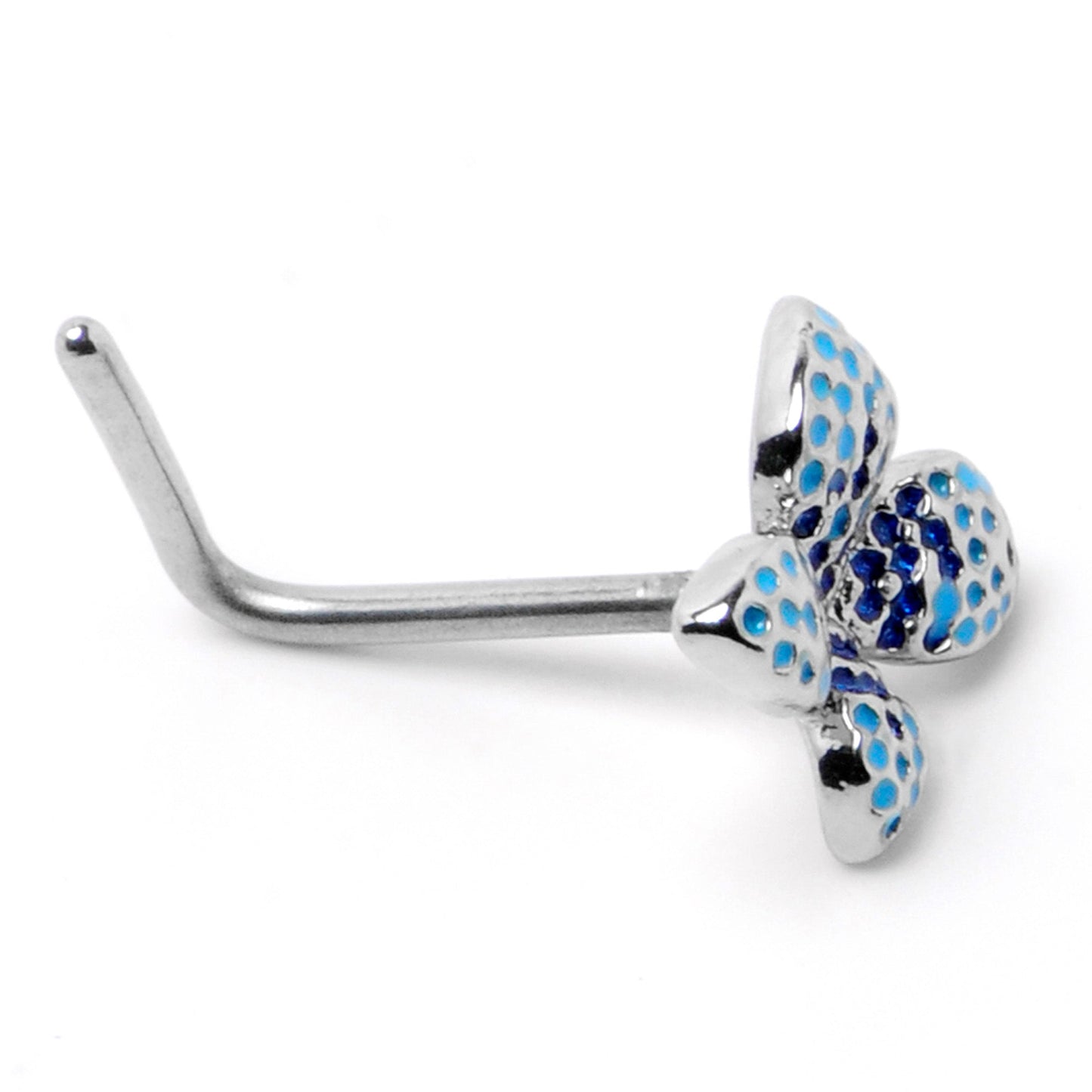 20G 7mm Glamour Butterfly L Shape Nose Ring