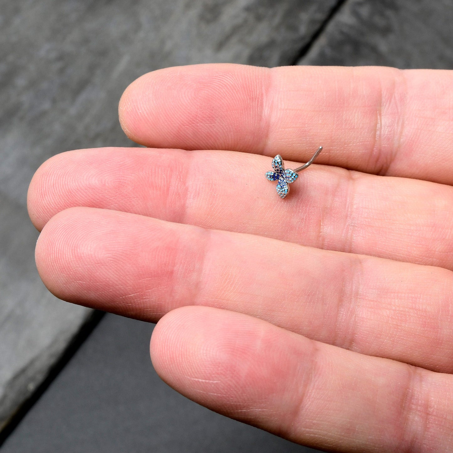 20G 7mm Glamour Butterfly L Shape Nose Ring