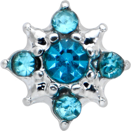 20G 7mm Blue Clear Gem Stylish Snowflake L Shape Nose Ring