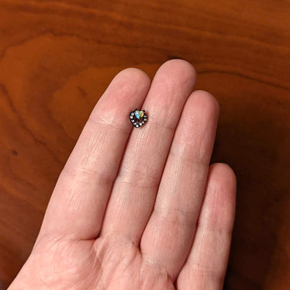 20G 1/4 Clear Aurora Gem Black Heart Valentines Nose Bone