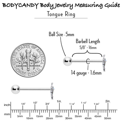 Aurora Gem Ornate Dragonfly Barbell Tongue Ring