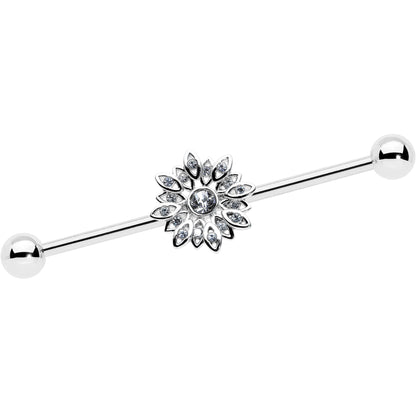 14G Clear Gem Starry Flower Industrial Barbell 38mm