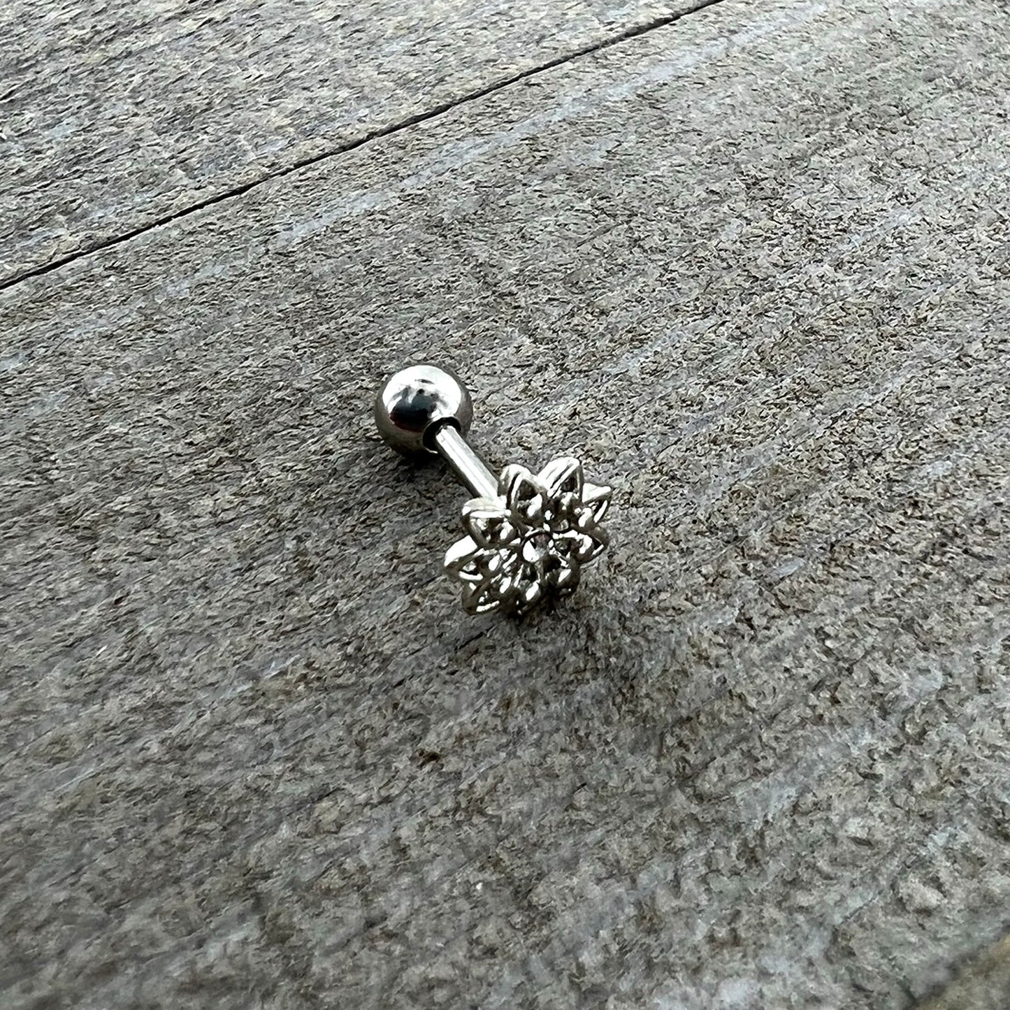 16G 1/4 Clear Gem Starry Flower Cartilage Tragus Earring