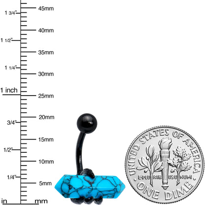 Blue Turquoise Stone Black Claw Belly Ring