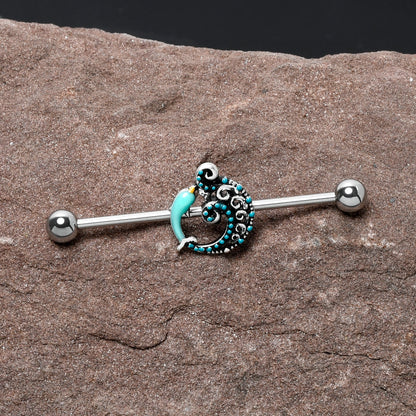 14G Leaping Blue Dolphin Industrial Barbell 38mm