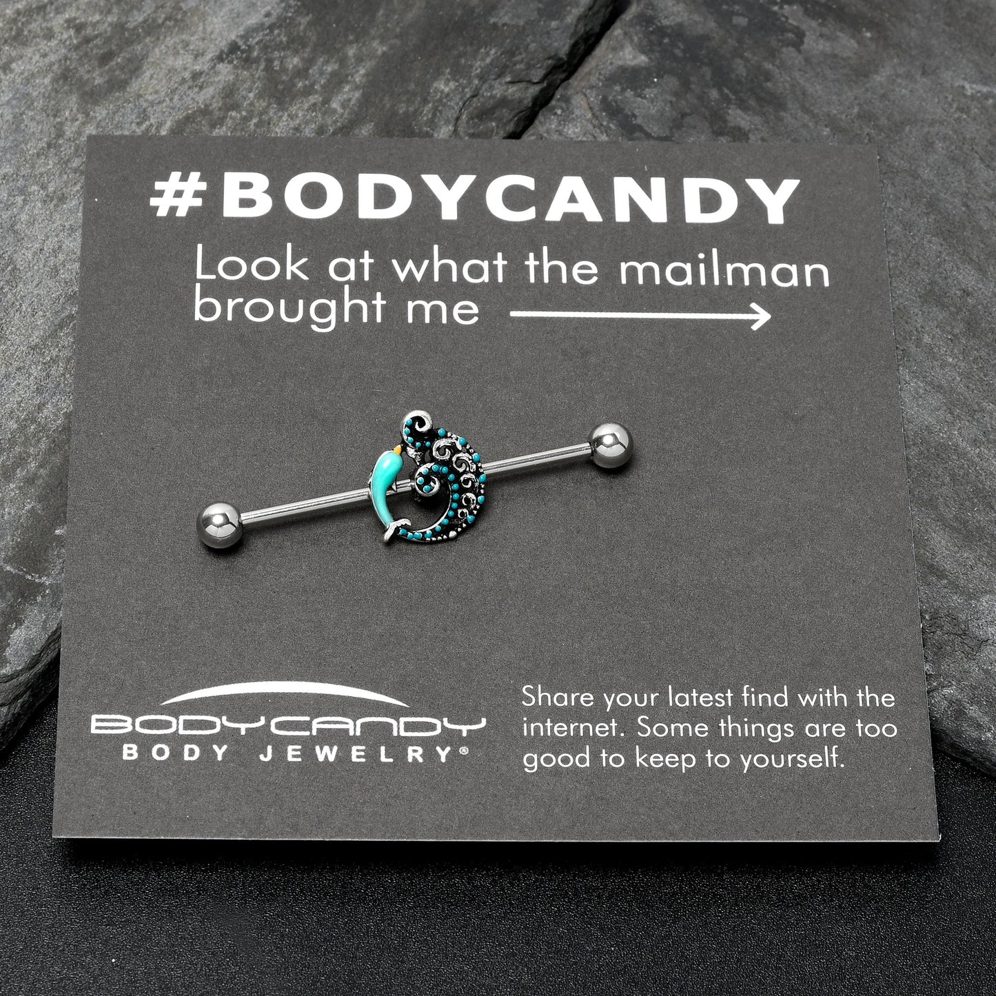 14G Leaping Blue Dolphin Industrial Barbell 38mm