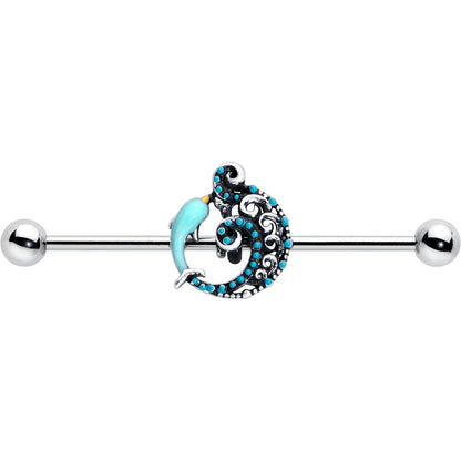 14G Leaping Blue Dolphin Industrial Barbell 38mm