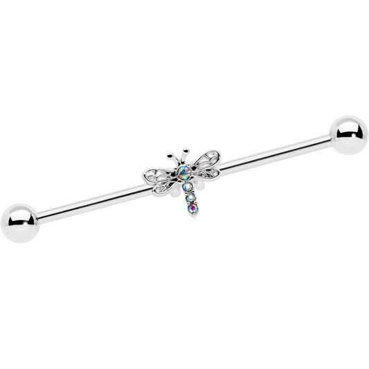 14G Aurora Gem Dragonfly Flying Industrial Barbell 38mm