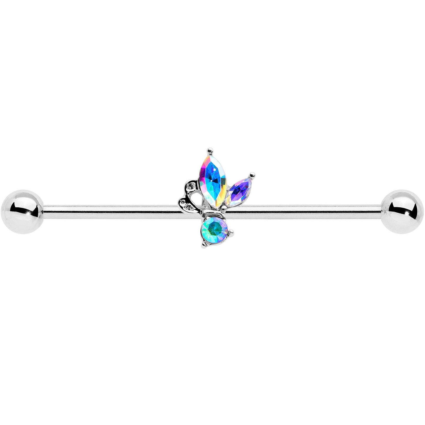 14G Aurora CZ Gem Fleur de Lis Industrial Barbell 38mm